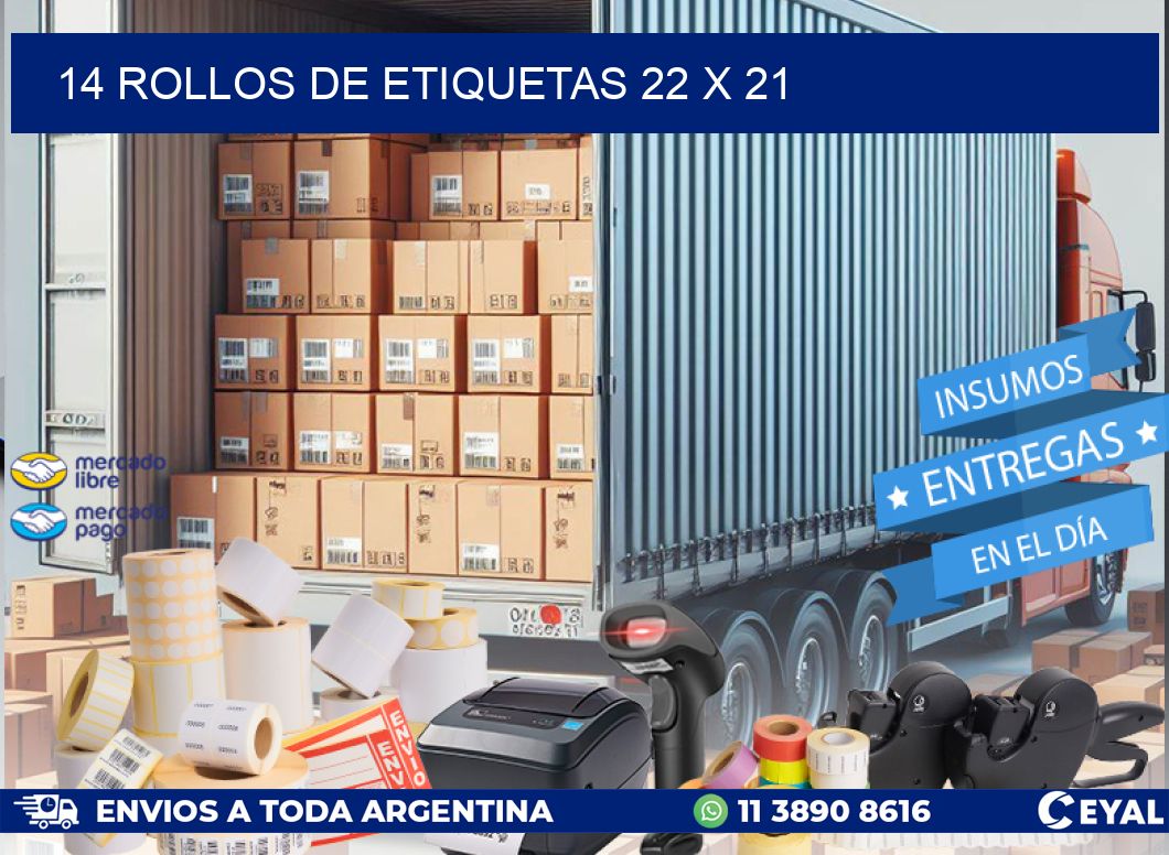 14 ROLLOS DE ETIQUETAS 22 x 21