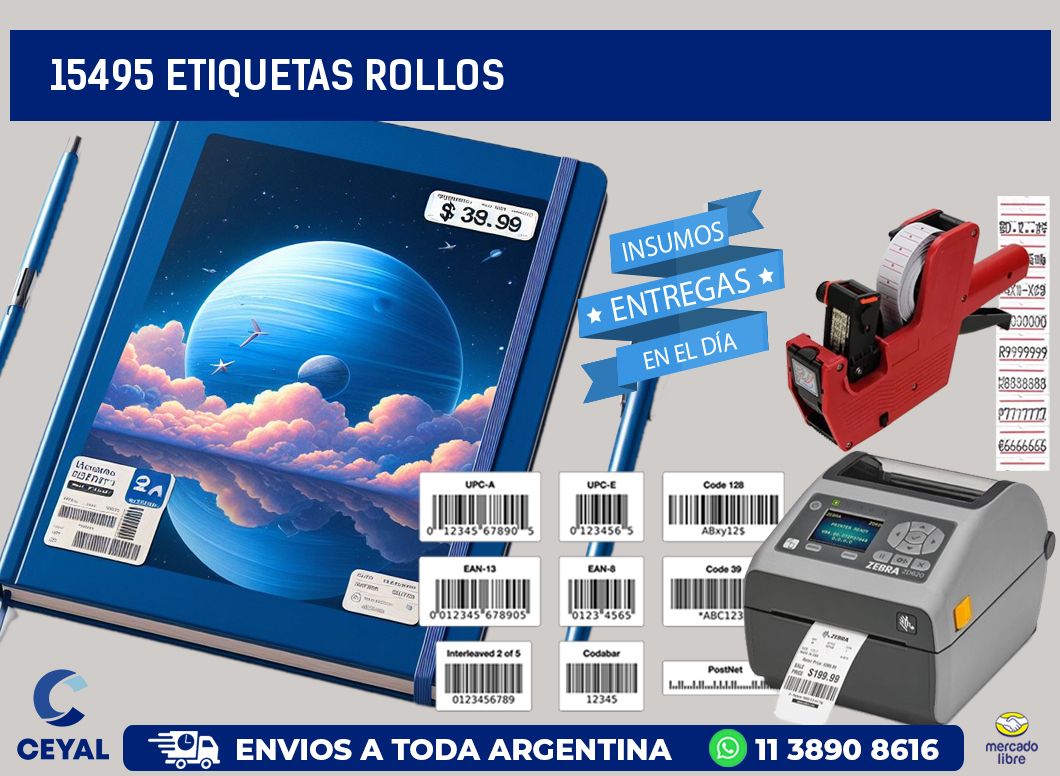15495 etiquetas rollos