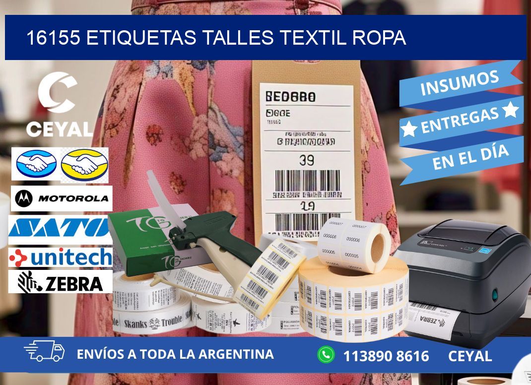 16155 ETIQUETAS TALLES TEXTIL ROPA