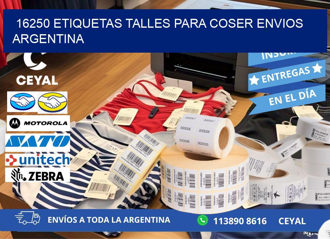16250 ETIQUETAS TALLES PARA COSER ENVIOS ARGENTINA