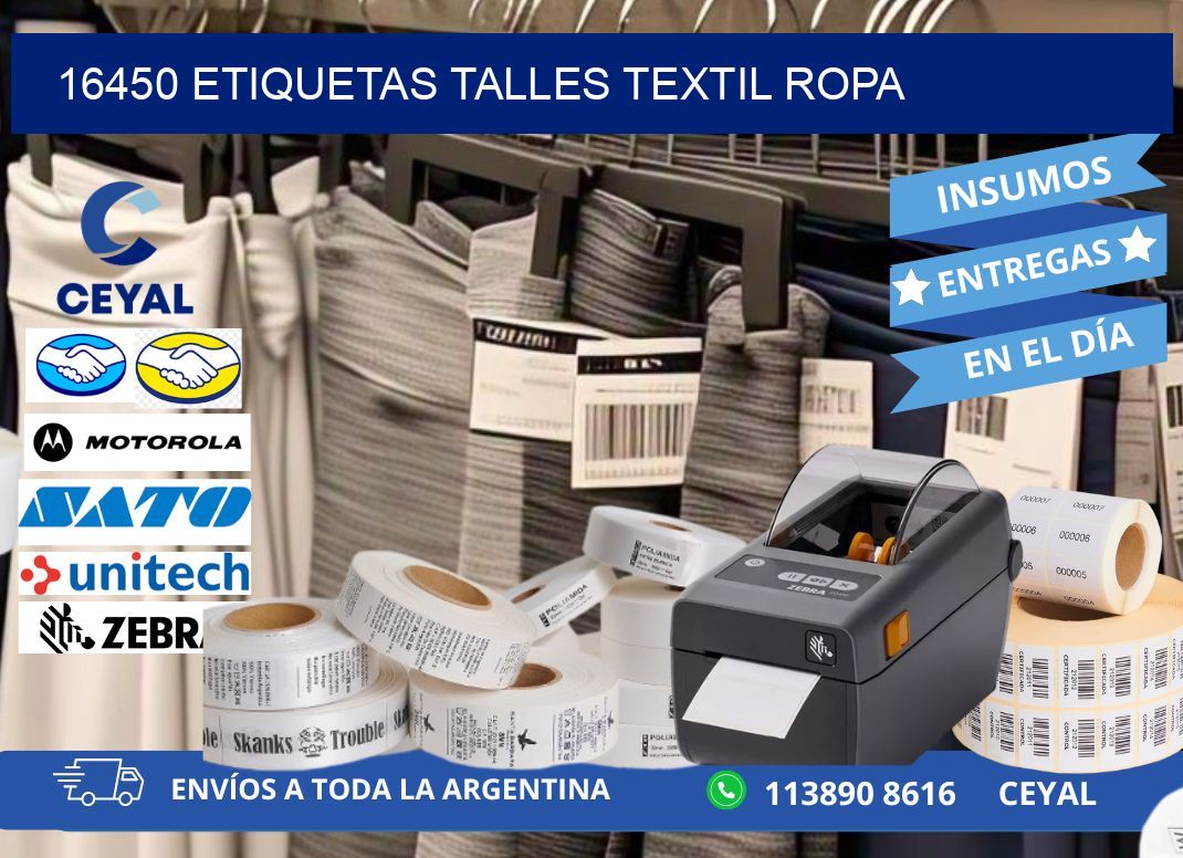 16450 ETIQUETAS TALLES TEXTIL ROPA