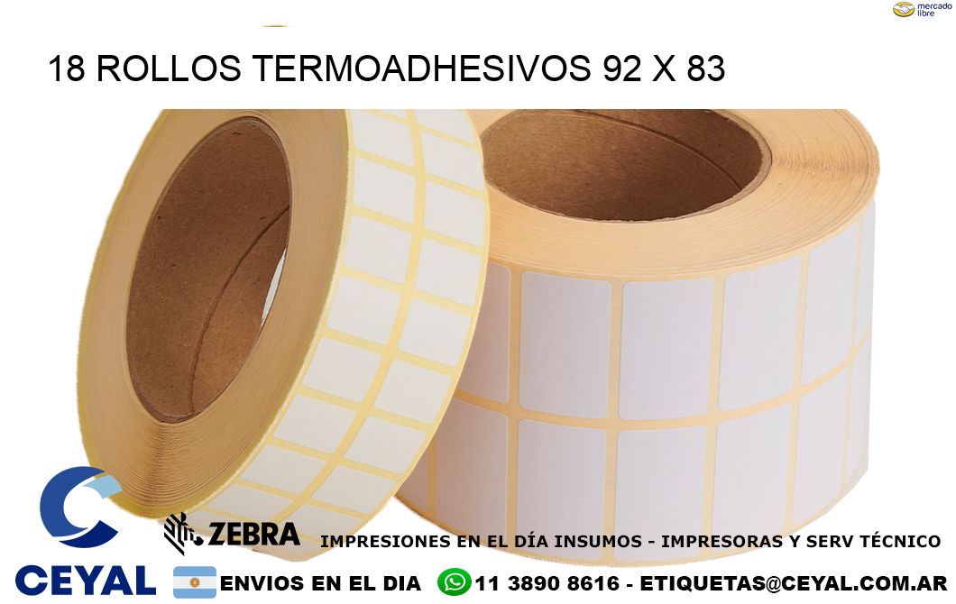 18 ROLLOS TERMOADHESIVOS 92 x 83