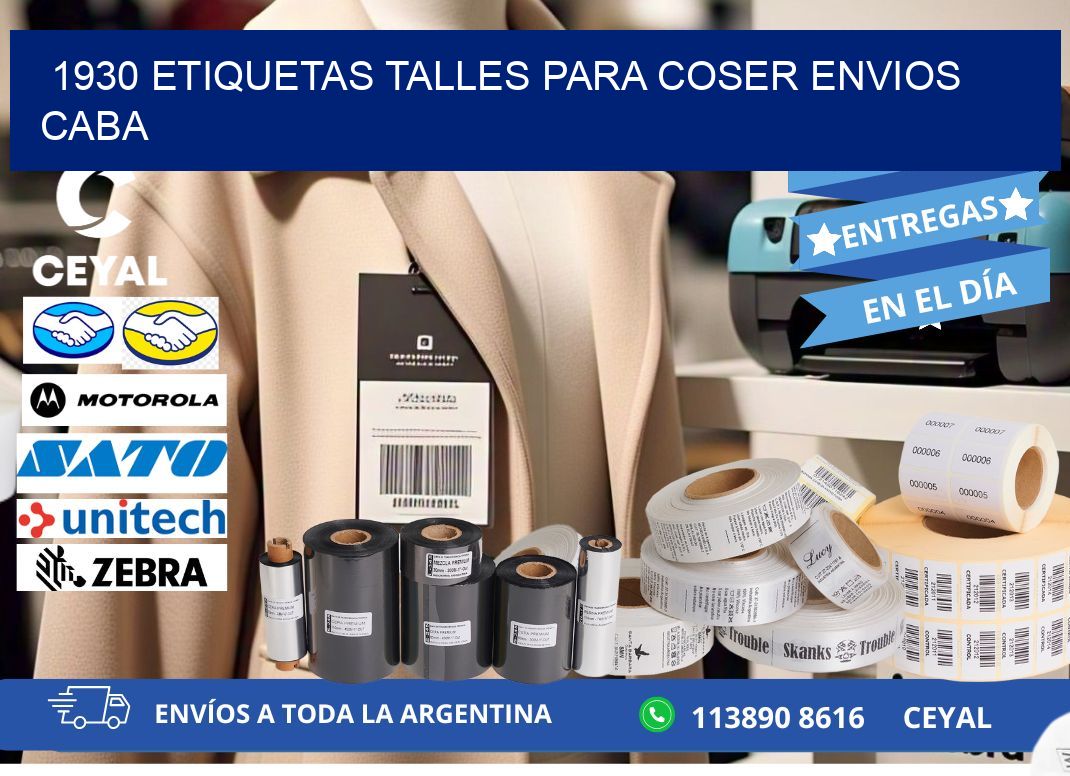 1930 ETIQUETAS TALLES PARA COSER ENVIOS CABA