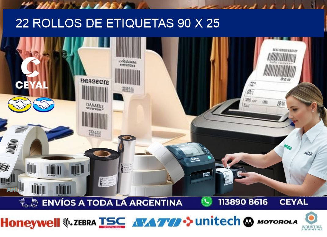 22 ROLLOS DE ETIQUETAS 90 x 25