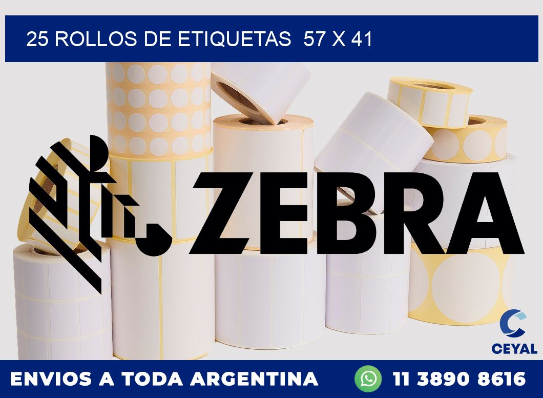 25 ROLLOS DE ETIQUETAS  57 x 41