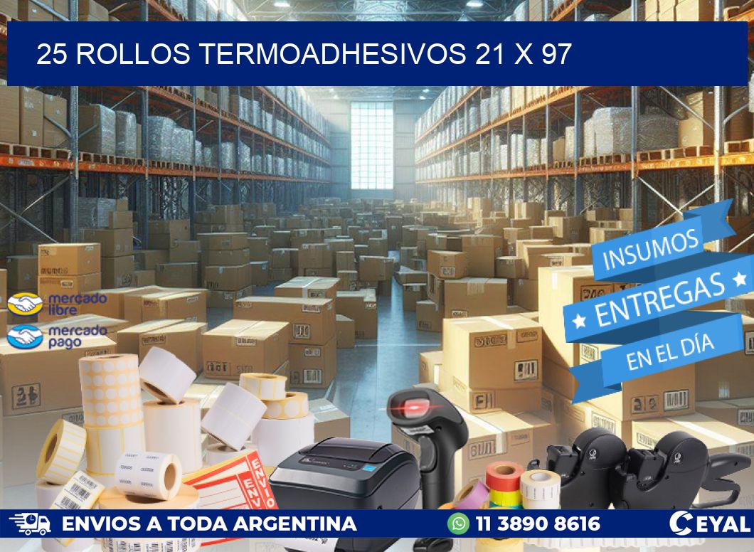 25 ROLLOS TERMOADHESIVOS 21 x 97