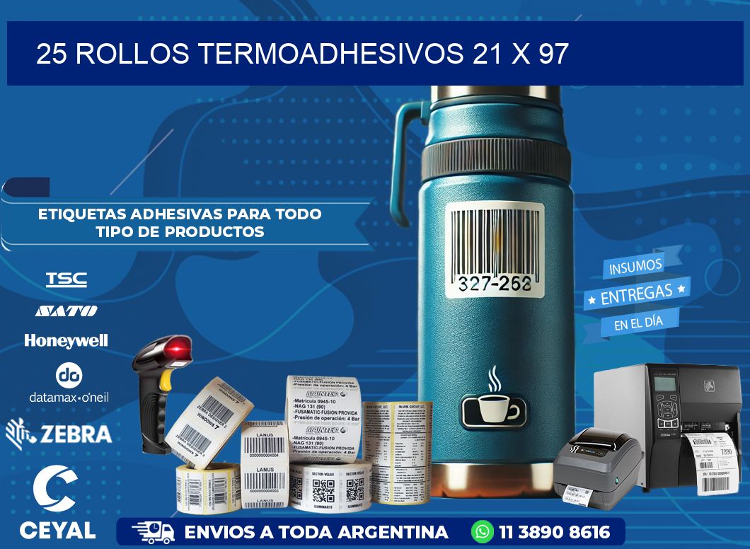 25 ROLLOS TERMOADHESIVOS 21 x 97