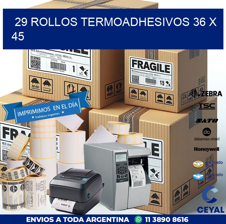 29 ROLLOS TERMOADHESIVOS 36 x 45