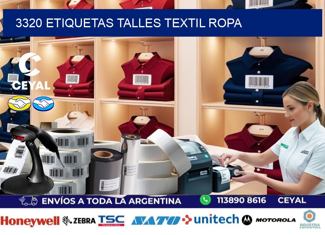 3320 ETIQUETAS TALLES TEXTIL ROPA