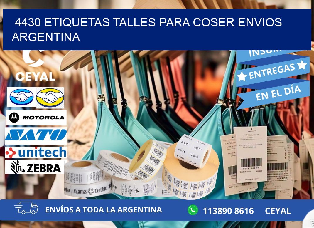 4430 ETIQUETAS TALLES PARA COSER ENVIOS ARGENTINA