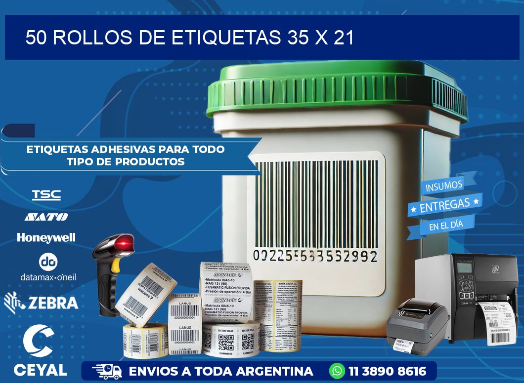 50 ROLLOS DE ETIQUETAS 35 x 21
