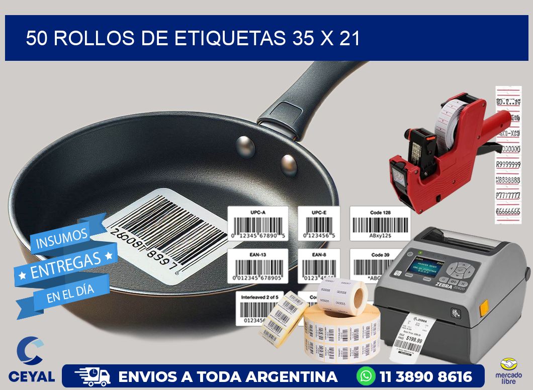 50 ROLLOS DE ETIQUETAS 35 x 21