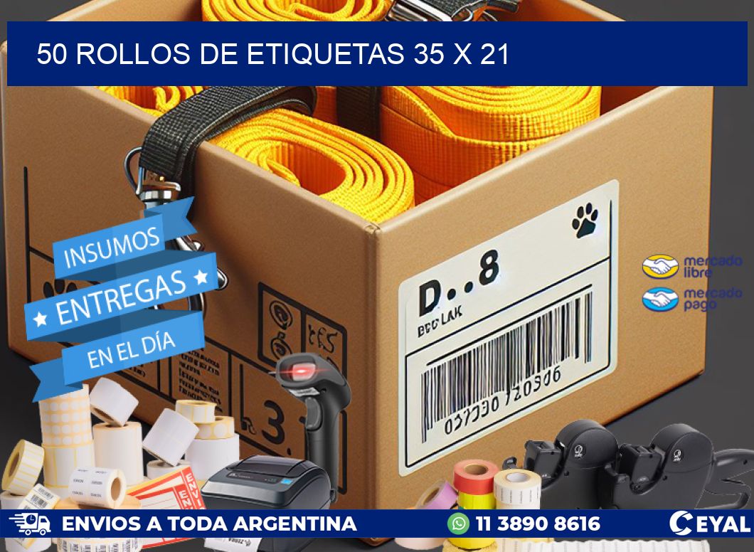 50 ROLLOS DE ETIQUETAS 35 x 21
