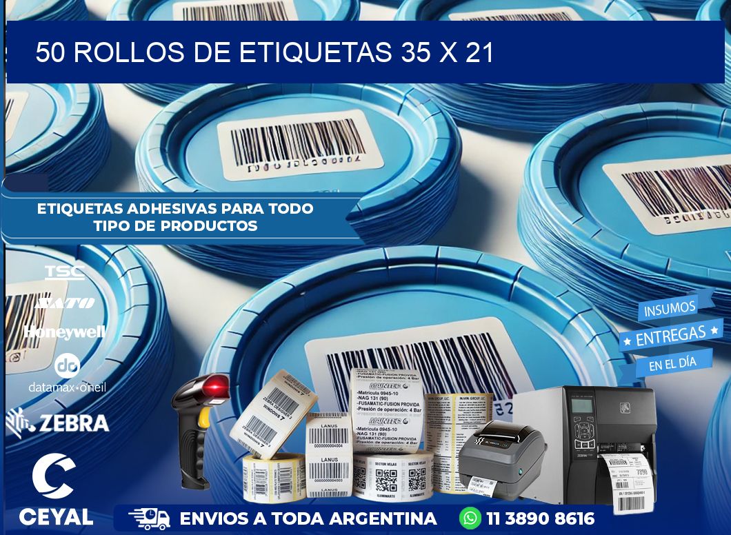 50 ROLLOS DE ETIQUETAS 35 x 21