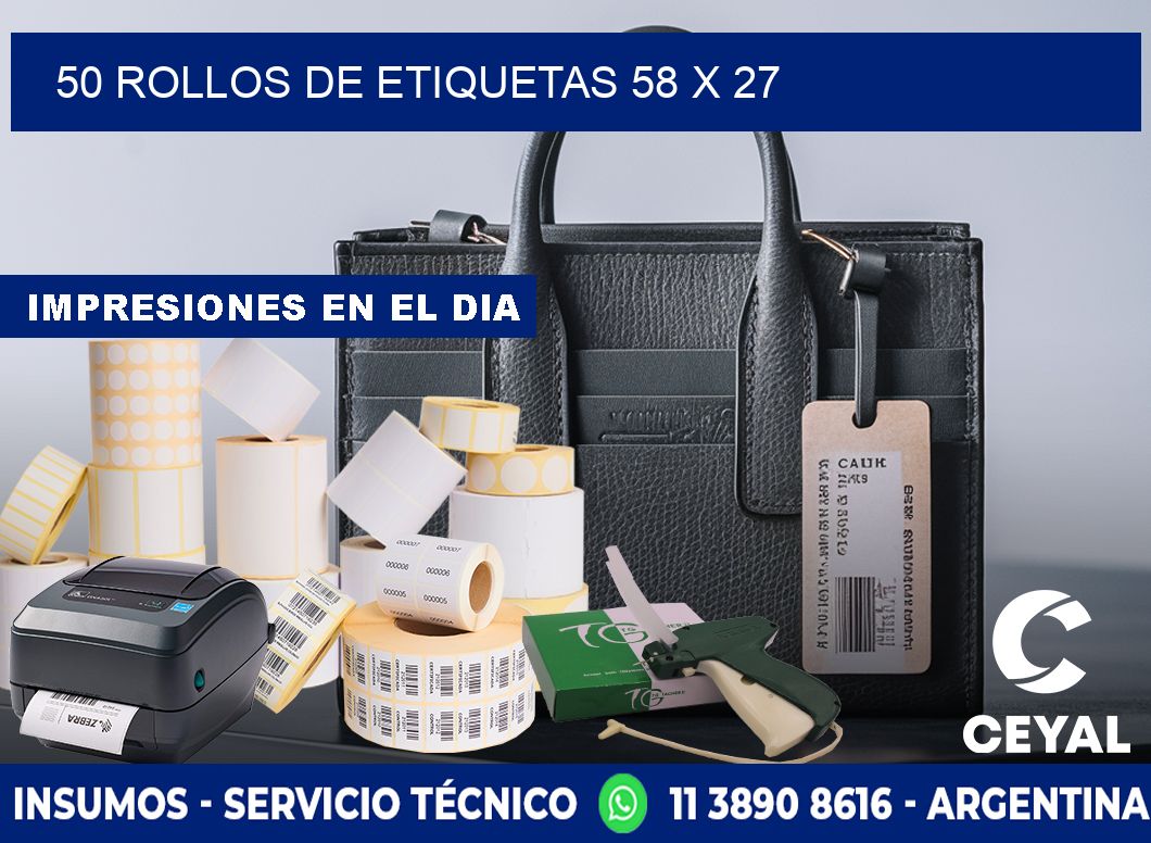 50 ROLLOS DE ETIQUETAS 58 x 27