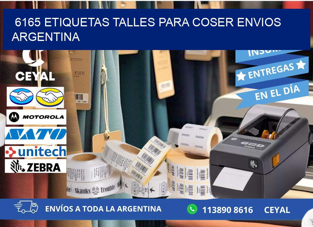 6165 ETIQUETAS TALLES PARA COSER ENVIOS ARGENTINA