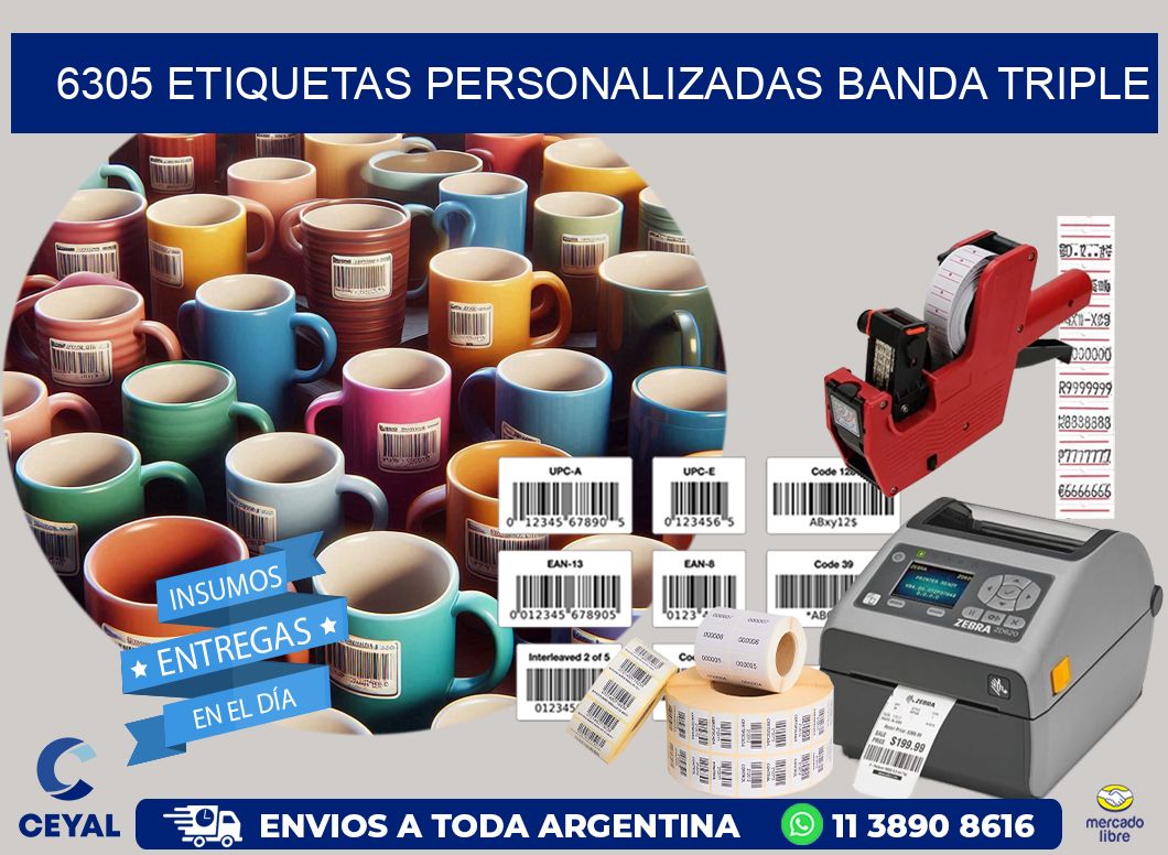 6305 Etiquetas personalizadas banda triple