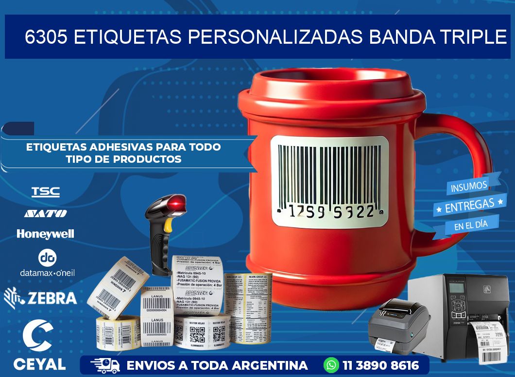 6305 Etiquetas personalizadas banda triple