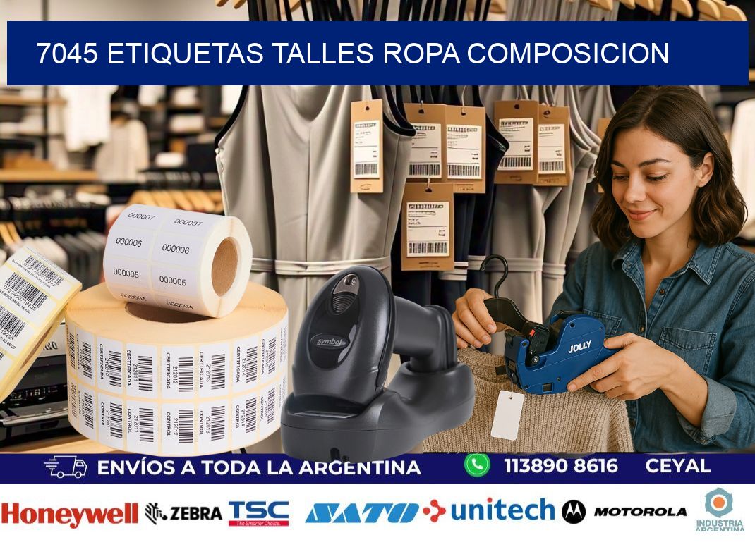 7045 ETIQUETAS TALLES ROPA COMPOSICION