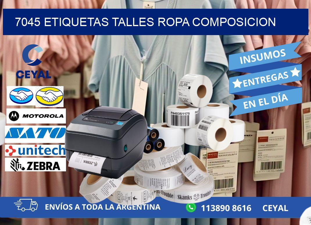 7045 ETIQUETAS TALLES ROPA COMPOSICION