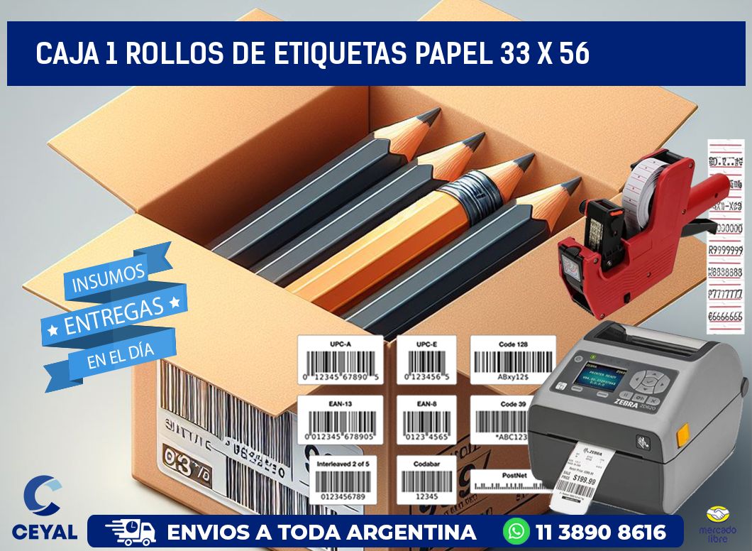 CAJA 1 ROLLOS DE ETIQUETAS PAPEL 33 x 56