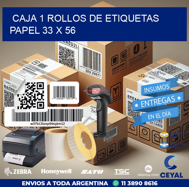 CAJA 1 ROLLOS DE ETIQUETAS PAPEL 33 x 56