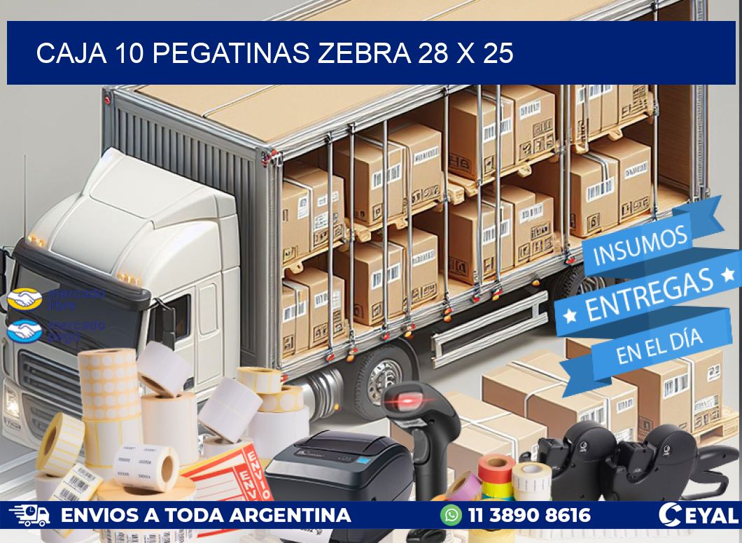 CAJA 10 PEGATINAS ZEBRA 28 x 25