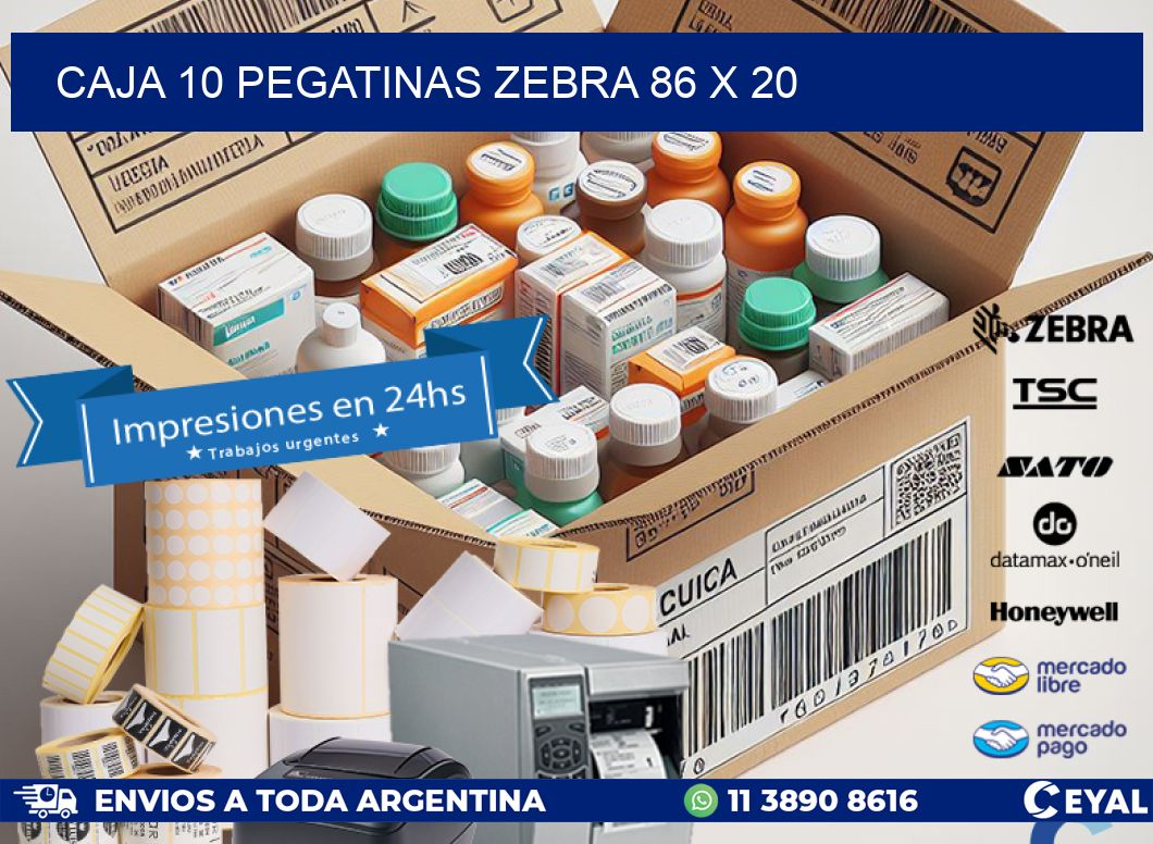 CAJA 10 PEGATINAS ZEBRA 86 x 20