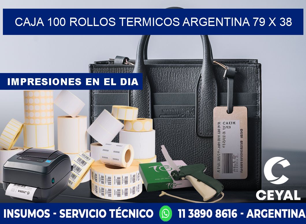 CAJA 100 ROLLOS TERMICOS ARGENTINA 79 x 38