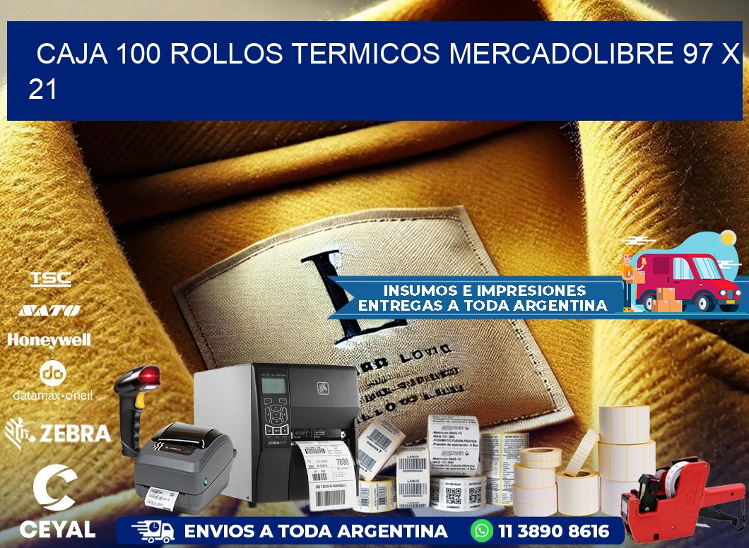 CAJA 100 ROLLOS TERMICOS MERCADOLIBRE 97 x 21