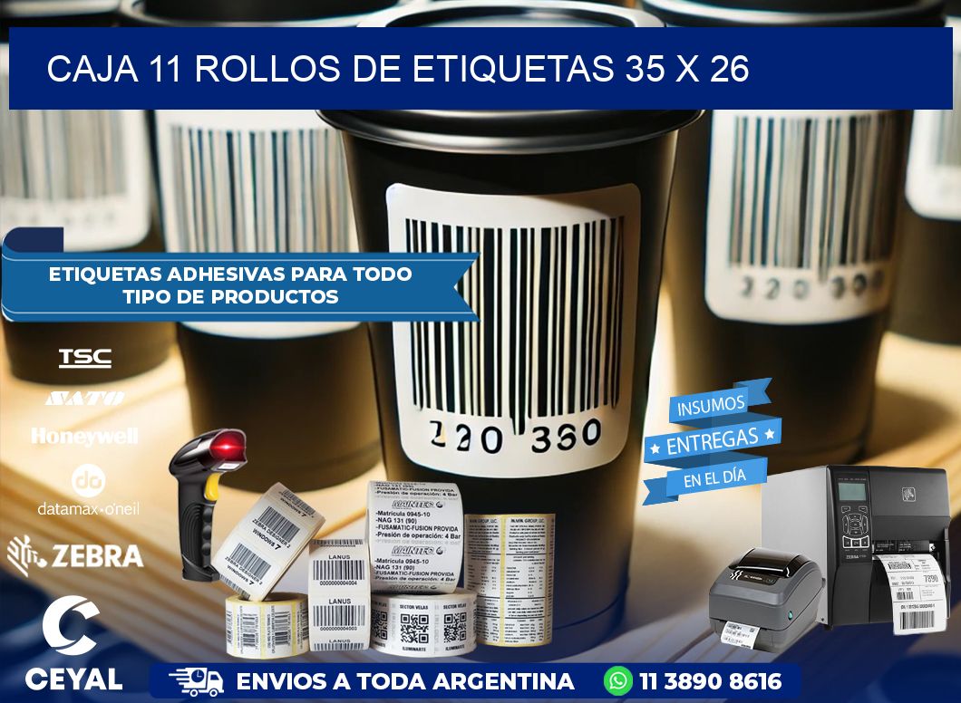 CAJA 11 ROLLOS DE ETIQUETAS 35 x 26