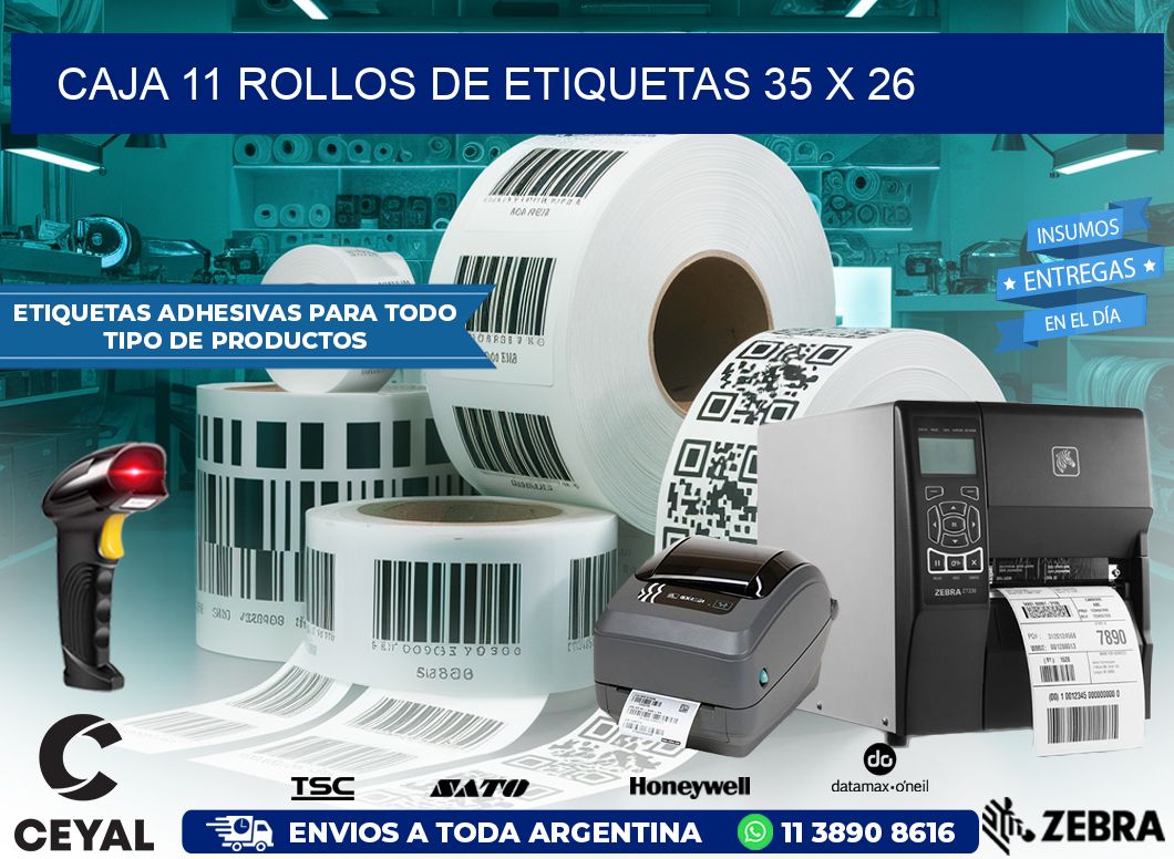 CAJA 11 ROLLOS DE ETIQUETAS 35 x 26