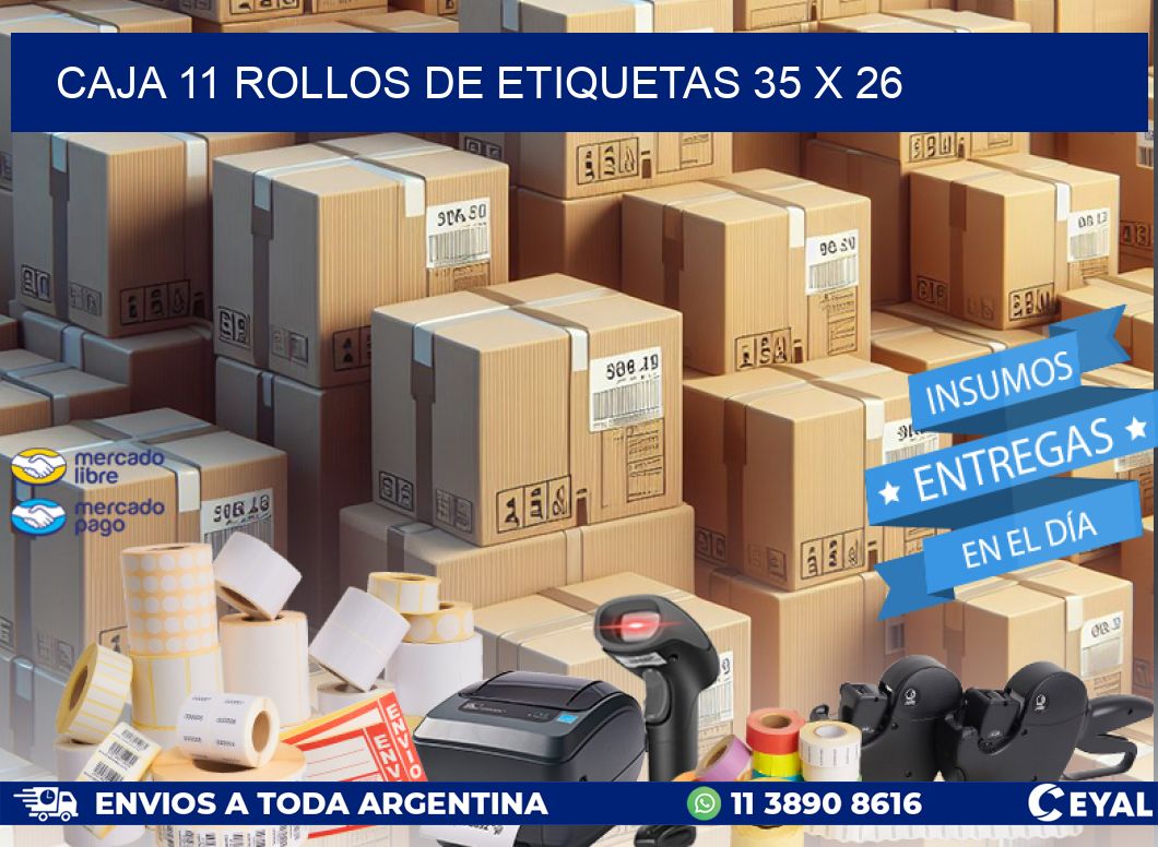 CAJA 11 ROLLOS DE ETIQUETAS 35 x 26
