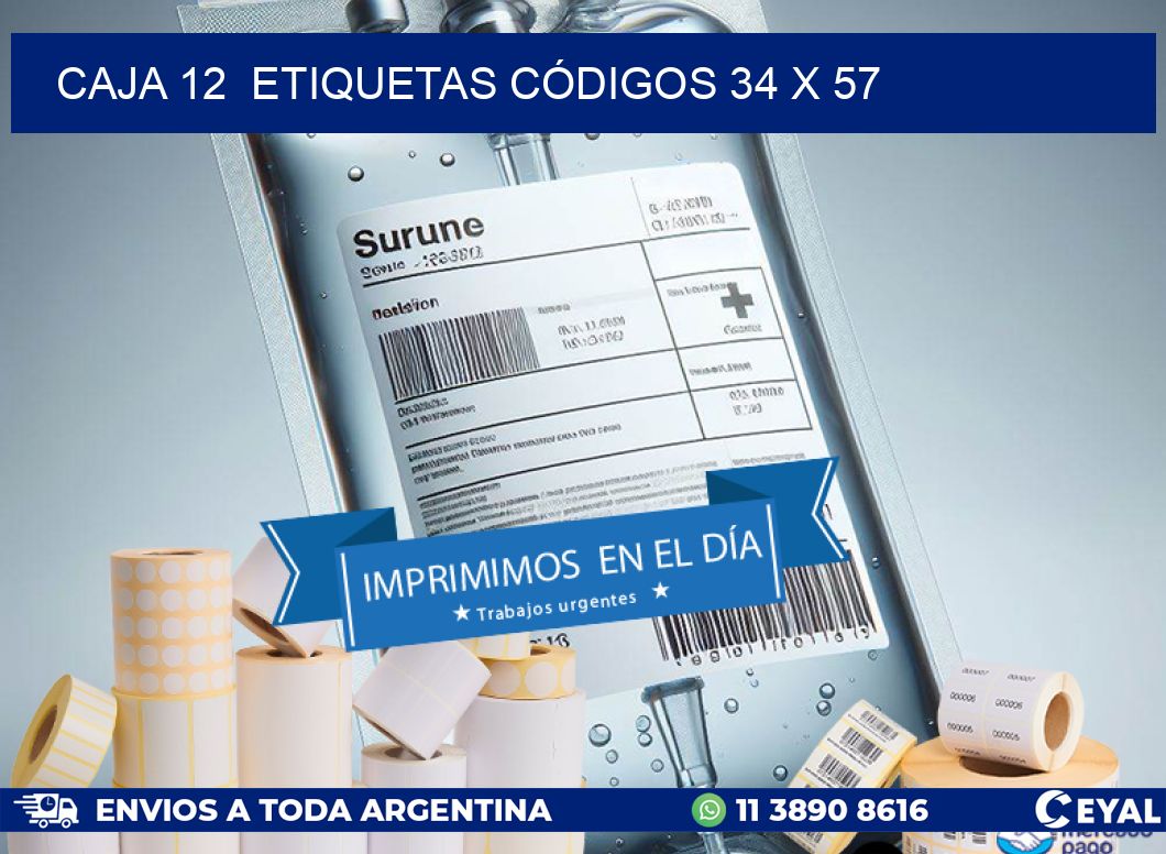 CAJA 12  ETIQUETAS CÓDIGOS 34 x 57