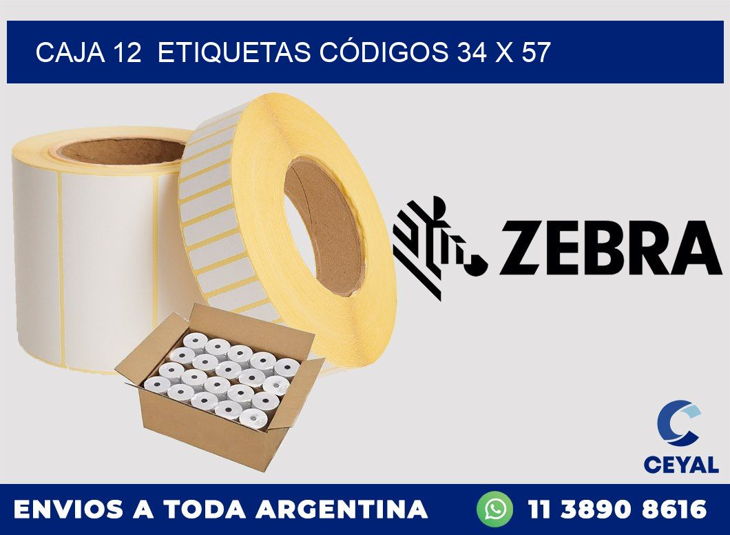 CAJA 12  ETIQUETAS CÓDIGOS 34 x 57