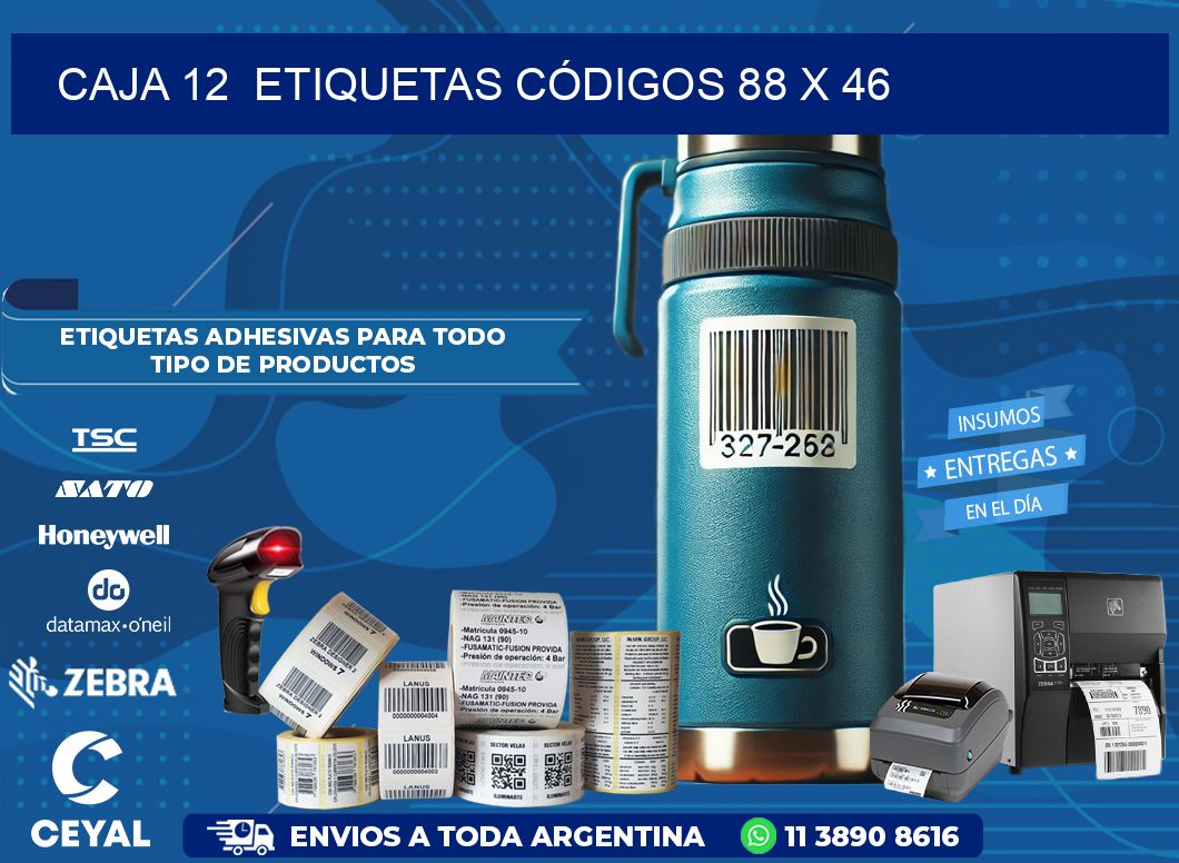 CAJA 12  ETIQUETAS CÓDIGOS 88 x 46