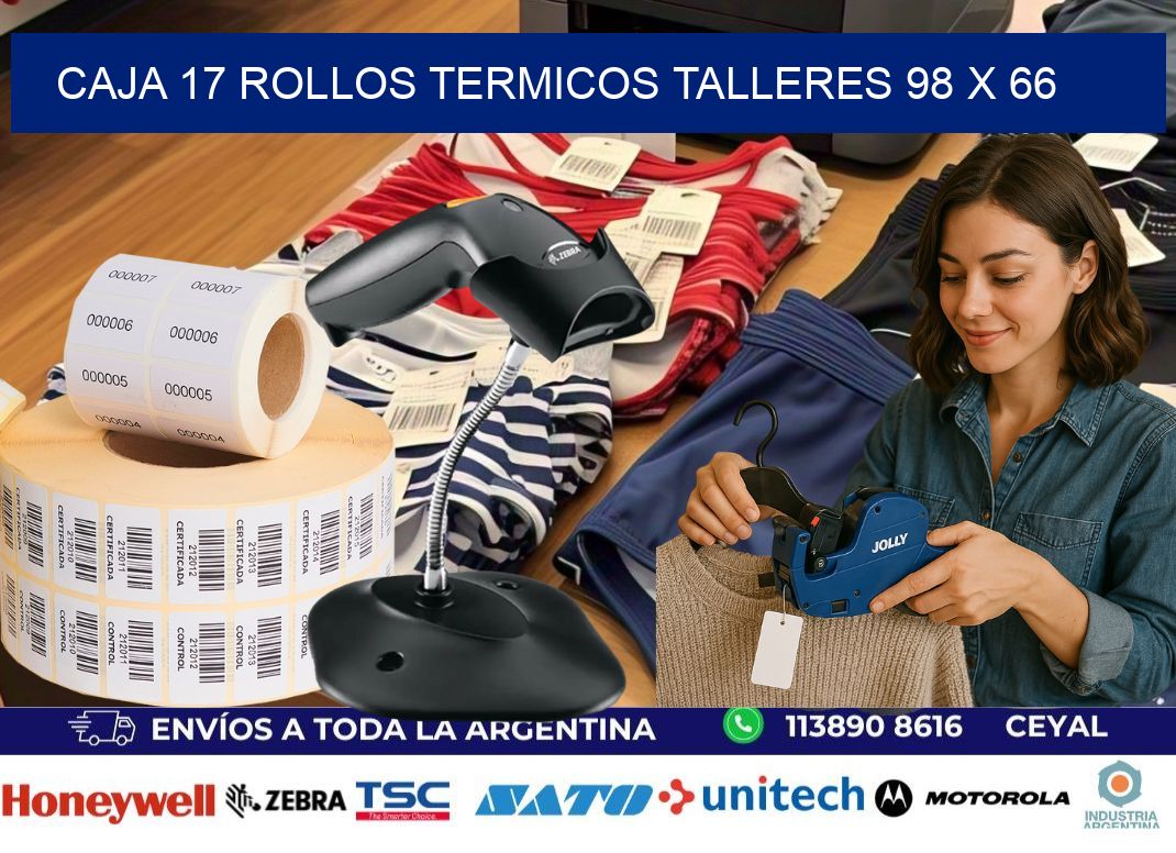 CAJA 17 ROLLOS TERMICOS TALLERES 98 x 66