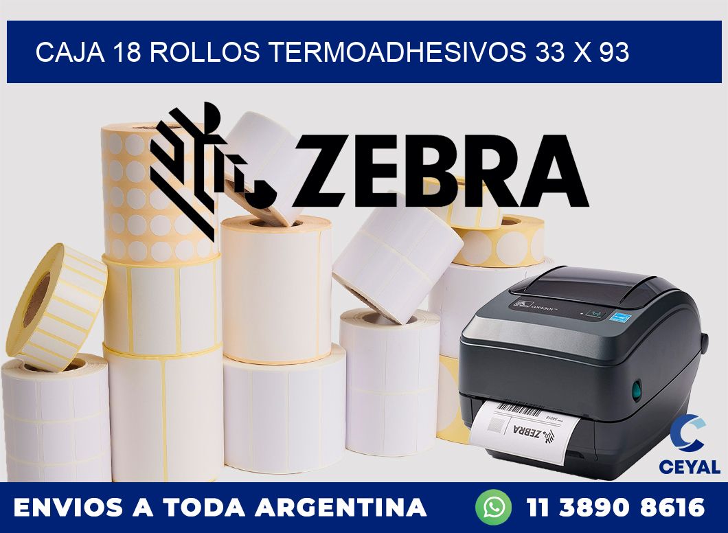 CAJA 18 ROLLOS TERMOADHESIVOS 33 x 93