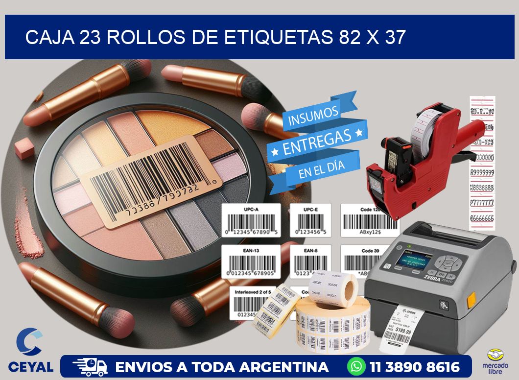 CAJA 23 ROLLOS DE ETIQUETAS 82 x 37