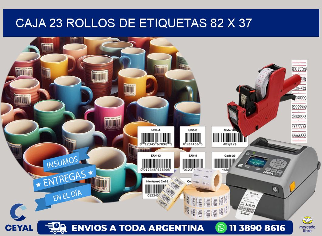 CAJA 23 ROLLOS DE ETIQUETAS 82 x 37