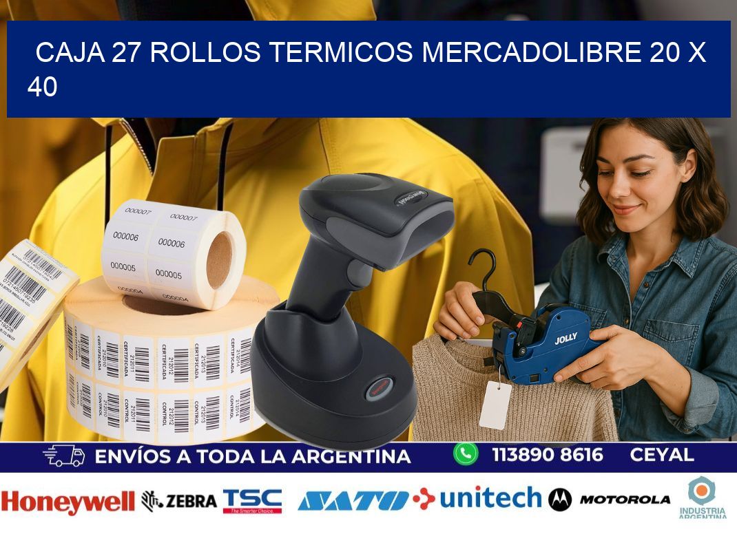CAJA 27 ROLLOS TERMICOS MERCADOLIBRE 20 x 40