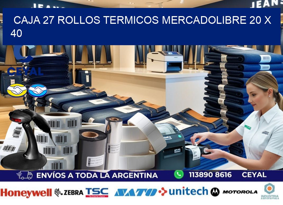 CAJA 27 ROLLOS TERMICOS MERCADOLIBRE 20 x 40
