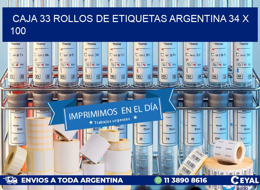 CAJA 33 ROLLOS DE ETIQUETAS ARGENTINA 34 x 100