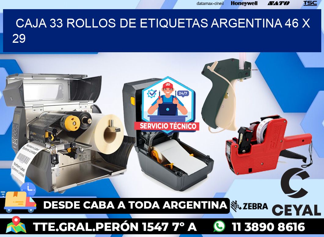 CAJA 33 ROLLOS DE ETIQUETAS ARGENTINA 46 x 29