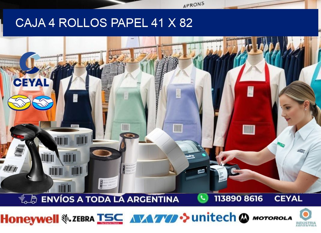 CAJA 4 ROLLOS PAPEL 41 x 82