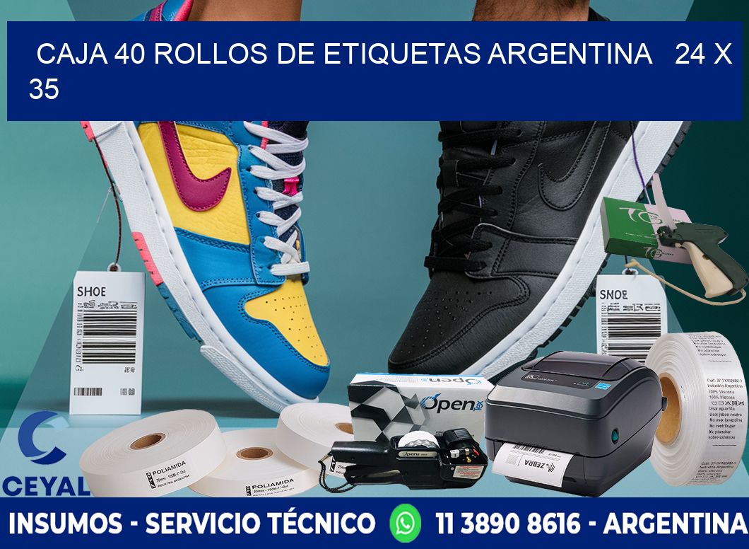 CAJA 40 ROLLOS DE ETIQUETAS ARGENTINA   24 x 35