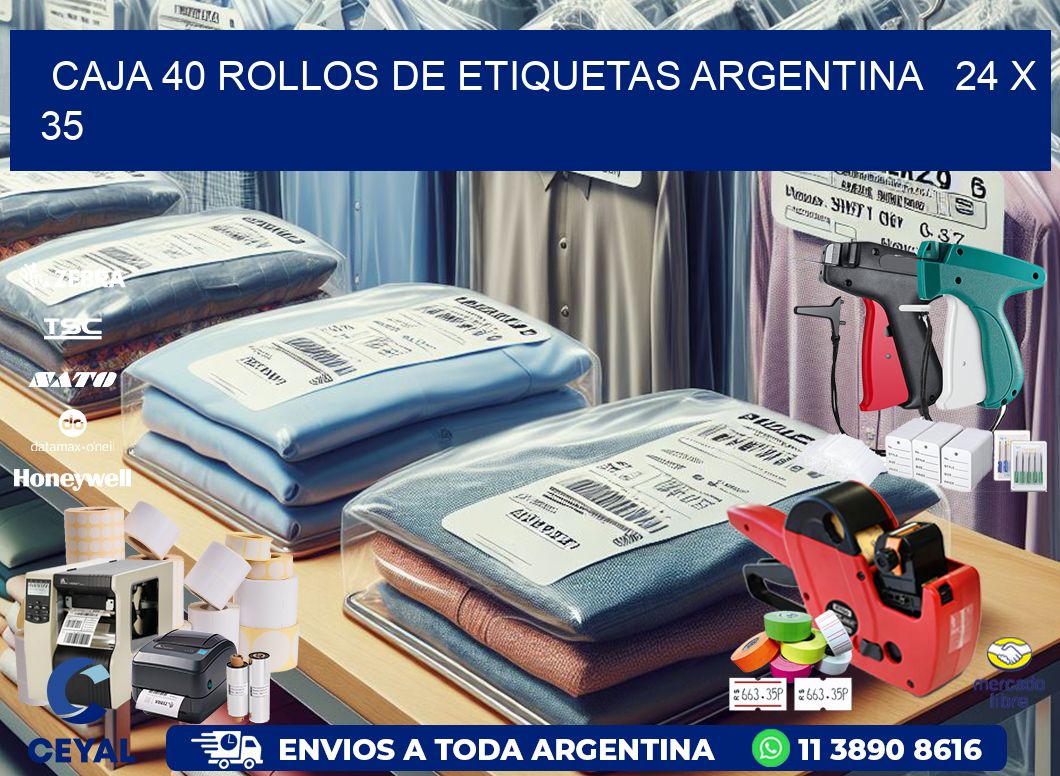 CAJA 40 ROLLOS DE ETIQUETAS ARGENTINA   24 x 35