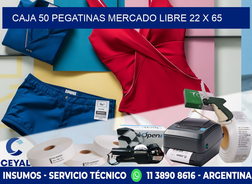 CAJA 50 PEGATINAS MERCADO LIBRE 22 x 65