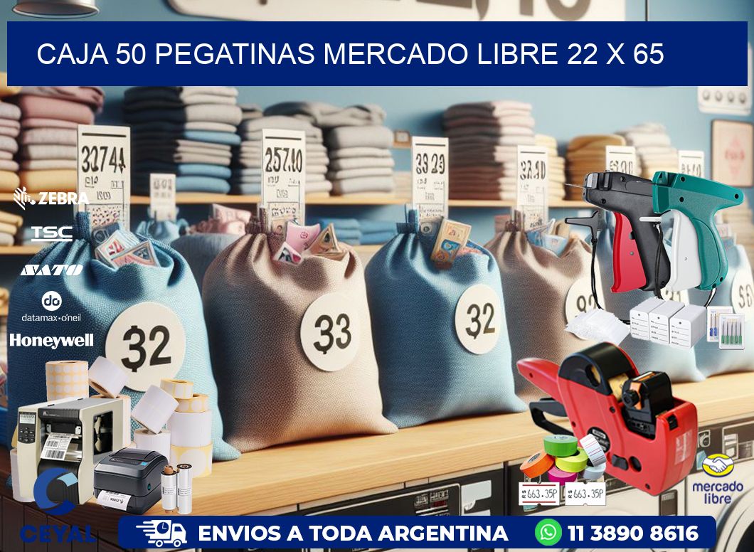 CAJA 50 PEGATINAS MERCADO LIBRE 22 x 65