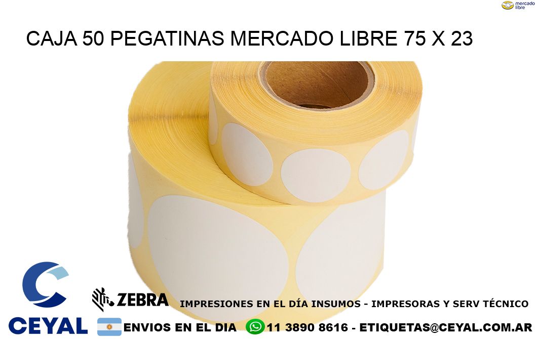CAJA 50 PEGATINAS MERCADO LIBRE 75 x 23